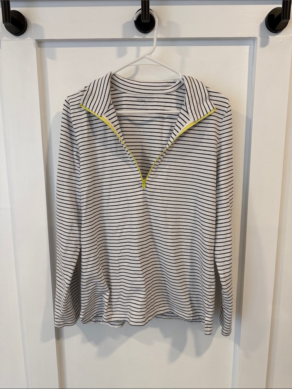 Talbots White and Black Striped pullover